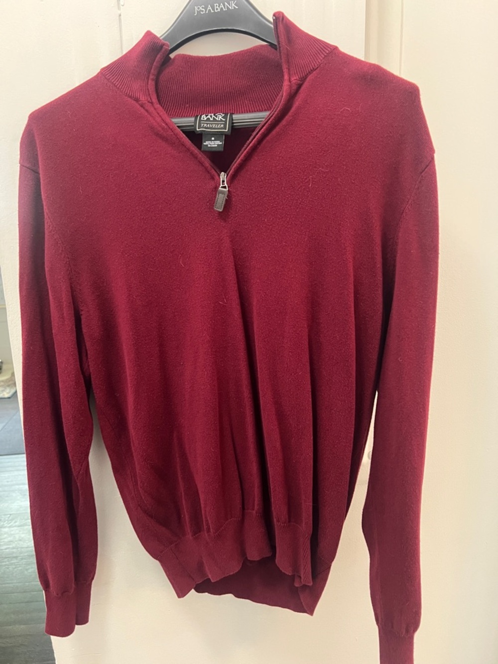 Jos. A. Bank Men's Zip-Up Sweater in Wine